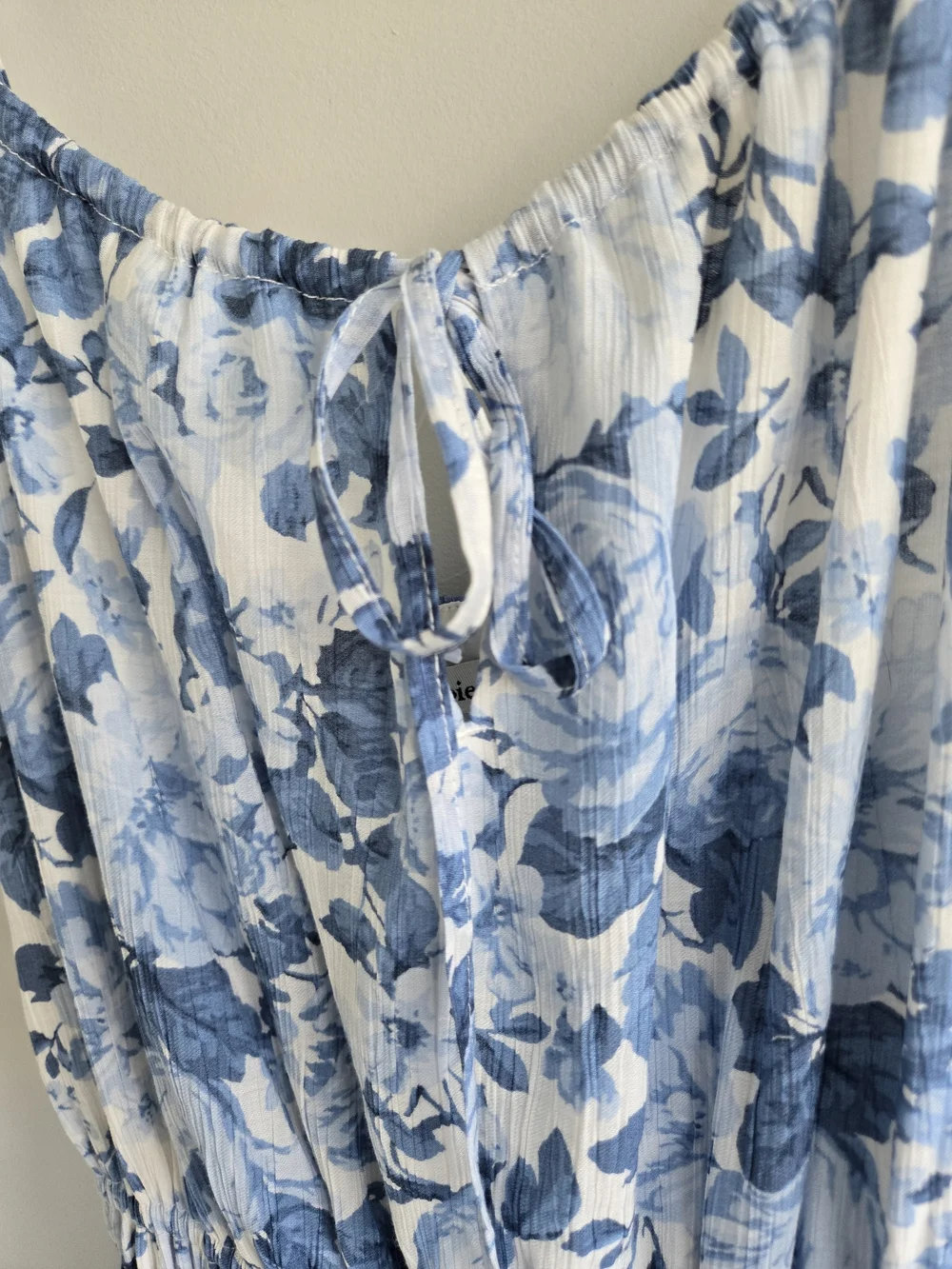 Abercrombie & Fitch White and Blue Floral Spaghetti-Strap Maxi Dress